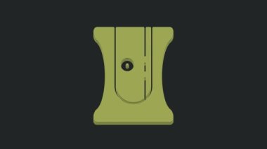 Siyah arkaplanda yeşil kalem açacağı simgesi izole edildi. 4K Video hareketli grafik canlandırması.