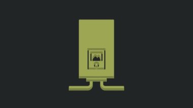 Siyah arka planda izole edilmiş yanan bir ateş ikonu olan yeşil gaz kazanı. 4K Video hareketli grafik canlandırması.