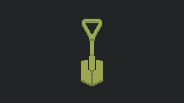Green Shovel Symbol Isoliert Auf Schwarzem Hintergrund Gartenwerkzeug Werkzeug Für — Stockvideo