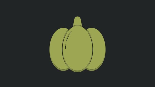 Green Pumpkin Icon Isolated Black Background Happy Halloween Party Video — Stock Video