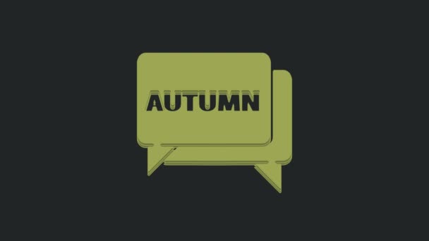 Zielona Bańka Mowa Tekstową Ikoną Jesieni Czarnym Tle Animacja Graficzna — Wideo stockowe