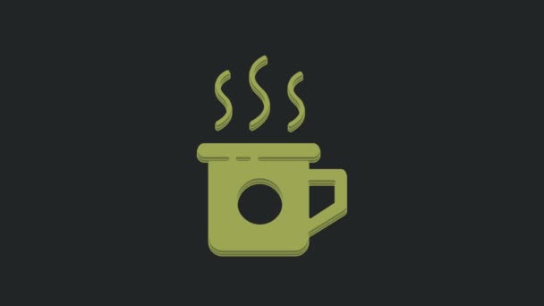 Зелена Чайна Ікона Ізольована Чорному Тлі Солодка Натуральна Їжа Відеографічна — стокове відео