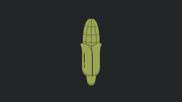 Піктограма Зеленої Кукурудзи Ізольована Чорному Тлі Відео Рух Графічна Анімація — стокове відео