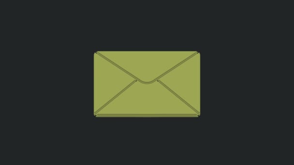 Иконка Green Envelope Выделена Черном Фоне Символ Письма Электронной Почты — стоковое видео