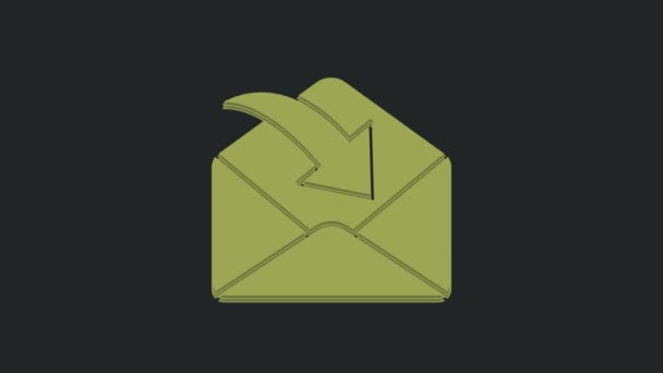 黒の背景に隔離された緑のエンベロープアイコン 受信したメッセージのコンセプト 新しい 電子メール受信メッセージ Sms 郵便配達サービス 4Kビデオモーショングラフィックアニメーション — ストック動画
