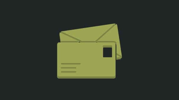 Ícone Envelope Verde Isolado Fundo Preto Símbolo Letra Mensagem Email — Vídeo de Stock