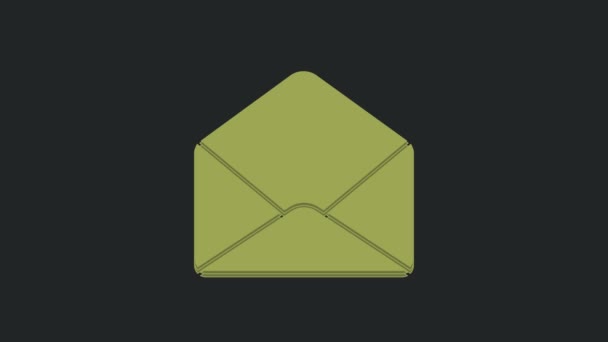 Icona Busta Verde Isolata Sfondo Nero Mail Messaggio Lettera Simbolo — Video Stock