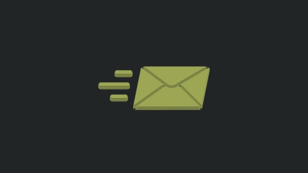 黒の背景に隔離された緑のExpressエンベロープアイコン メールメッセージの文字記号 4Kビデオモーショングラフィックアニメーション — ストック動画