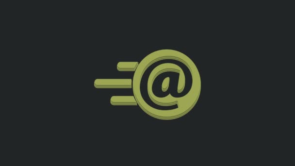 Green Mail Icona Posta Elettronica Isolato Sfondo Nero Mail Con — Video Stock
