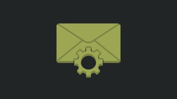 Green Envelope Setting Icon Isolated Black Background Video Motion Graphic — Stock Video