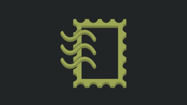 Ікона Зеленої Поштової Марки Ізольована Чорному Тлі Відеографічна Анімація — стокове відео