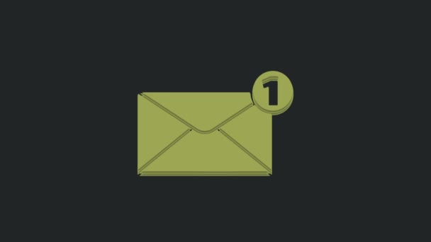 黒の背景に隔離された緑のエンベロープアイコン 受信したメッセージのコンセプト 新しい 電子メール受信メッセージ Sms 郵便配達サービス 4Kビデオモーショングラフィックアニメーション — ストック動画