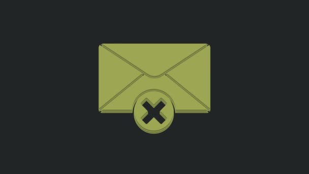 Grün Umschlagsymbol Löschen Isoliert Auf Schwarzem Hintergrund Löschen Oder Fehlerschreiben — Stockvideo