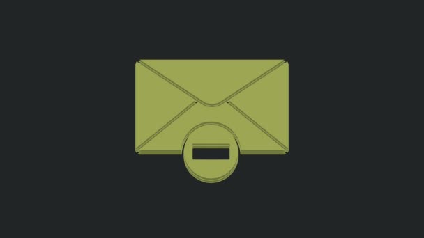 Иконка Green Delete Envelope Изолирована Черном Фоне Удалить Письмо Ошибке — стоковое видео