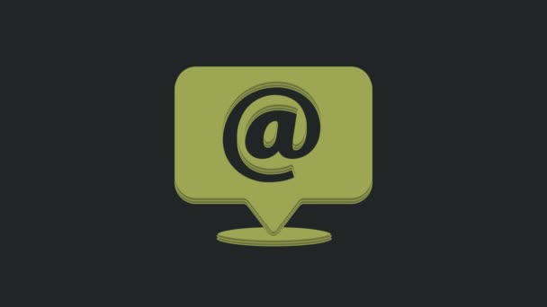 Zielona Poczta Mail Ikonę Bańki Mowy Izolowane Czarnym Tle Mail — Wideo stockowe