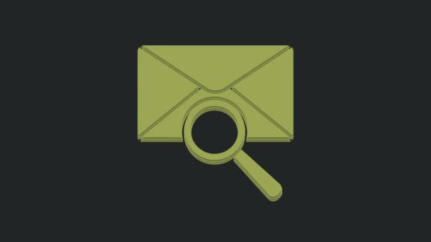 Zelená Obálka Mail Lupou Ikona Izolované Černém Pozadí Grafická Animace — Stock video