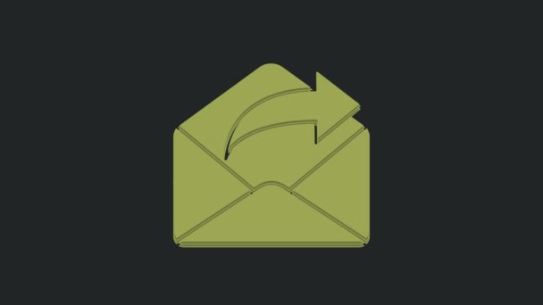 Green Lähtevä Posti Kuvake Eristetty Mustalla Taustalla Kirjekuori Symboli Lähtevän — kuvapankkivideo
