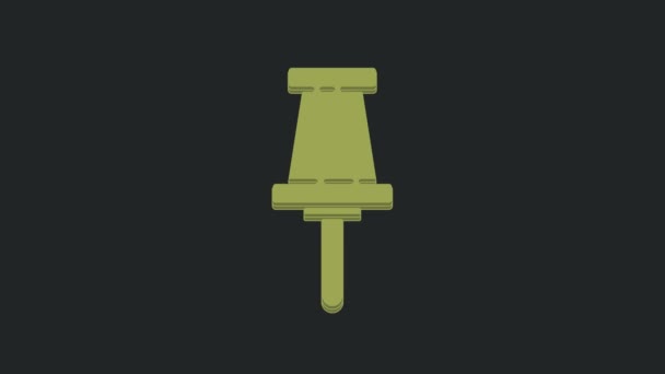 Zielona Ikona Push Pin Izolowana Czarnym Tle Znak Kciukach Animacja — Wideo stockowe