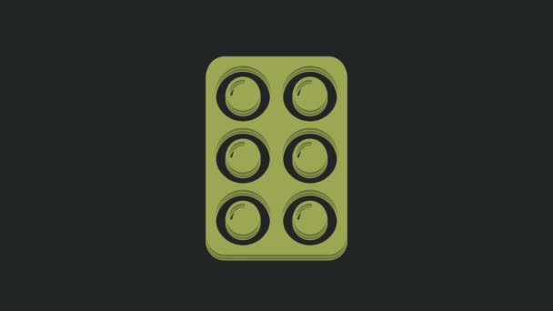 Verde Acuarela Pinta Icono Caja Aislada Sobre Fondo Negro Animación — Vídeo de stock