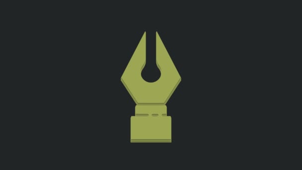 绿色源泉笔尖图标孤立在黑色背景 Pen工具标志 4K视频运动图形动画 — 图库视频影像