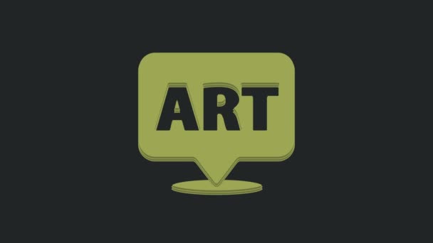 黒の背景に隔離されたテキストアートアイコンと緑のスピーチバブル メッセージアイコン コミュニケーションやコメントチャットシンボル 4Kビデオモーショングラフィックアニメーション — ストック動画