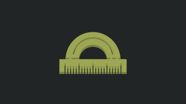 Зеленый Protractor Сетки Измерения Степени Значок Изолирован Черном Фоне Угломер — стоковое видео