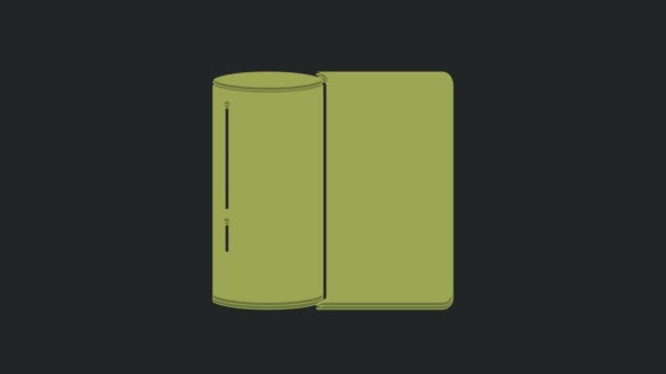 绿纸毛巾滚筒图标孤立在黑色背景 4K视频运动图形动画 — 图库视频影像