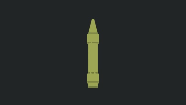 Green Wax Crayons Draw Icon Isolated Black Background 크레용 비디오 — 비디오