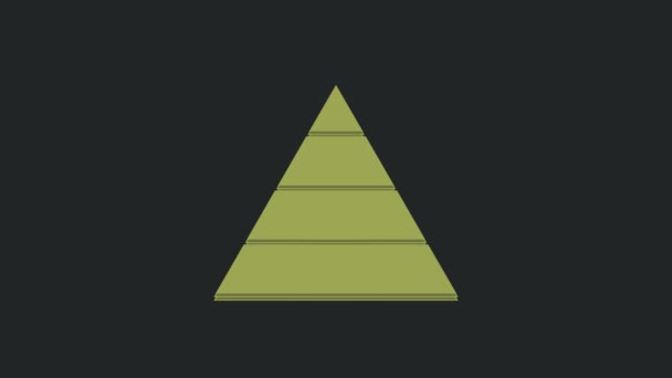 緑のビジネスピラミッド図のインフォグラフィックアイコンは黒の背景に隔離されています ピラミッド型の段グラフ要素 4Kビデオモーショングラフィックアニメーション — ストック動画
