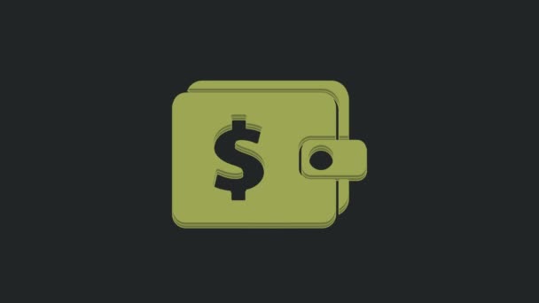 Зелений Алет Іконою Доларах Ізольованою Чорному Тлі Ікона Сумочки Символ — стокове відео