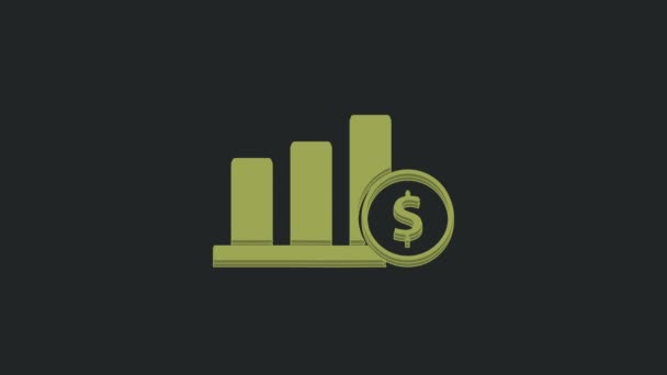Зелений Пиріг Діаграми Інфографіки Значок Символу Долара Ізольовані Чорному Тлі — стокове відео