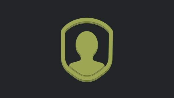 Zielona Ikona Ochrony Użytkownika Izolowana Czarnym Tle Bezpieczne Logowanie Użytkownika — Wideo stockowe