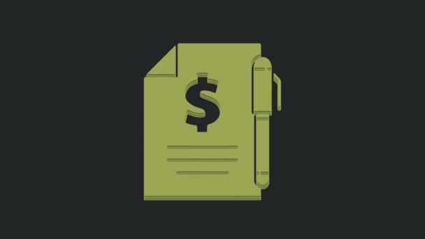 Зеленые Деньги Значок Ручки Черном Фоне Банковский Документ Долларовый Файл — стоковое видео