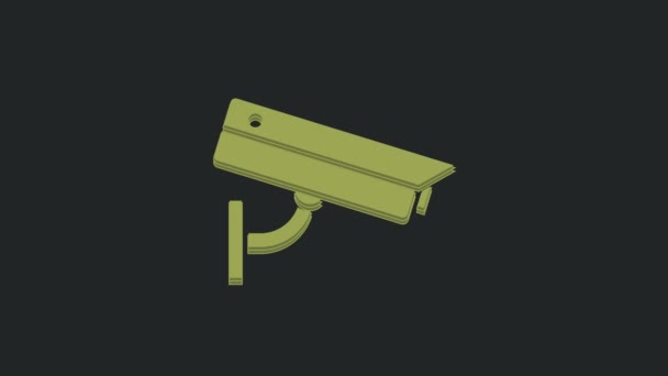 Green Security Camera Icon Isolated Black Background Video Motion Graphic — Stock Video