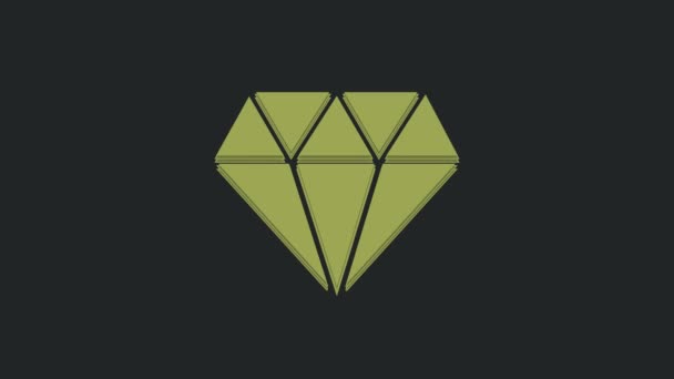 Ikona Zielonego Diamentu Izolowana Czarnym Tle Symbol Biżuterii Kamień Szlachetny — Wideo stockowe