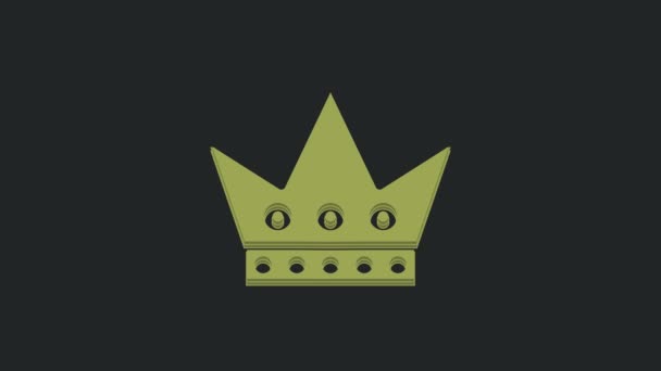黒の背景に隔離された緑の王トランプアイコン カジノのギャンブル 4Kビデオモーショングラフィックアニメーション — ストック動画