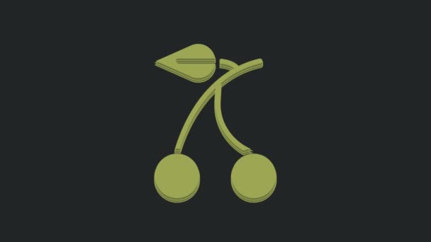 绿色卡西诺老虎机与樱桃符号图标隔离在黑色背景 赌博游戏 4K视频运动图形动画 — 图库视频影像