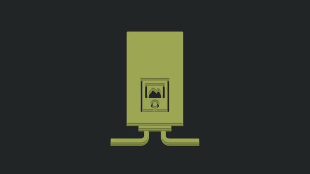 Zelený Plynový Kotel Hořící Ikonou Černém Pozadí Grafická Animace Pohybu — Stock video
