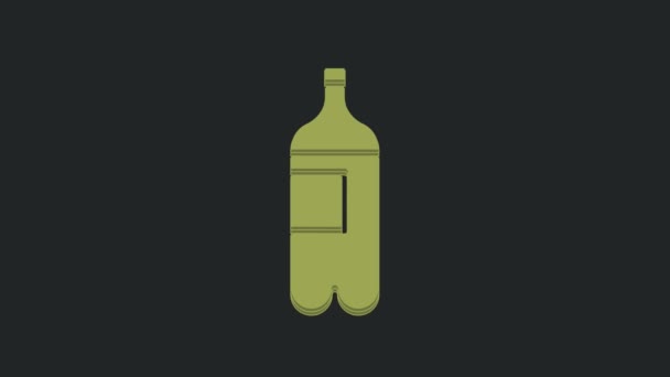 绿色水瓶图标隔离在黑色背景 苏打水的标志 4K视频运动图形动画 — 图库视频影像