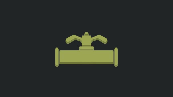 Green Industry Metallic Pipe Valve Icon Isolated Black Background Video — Stock Video