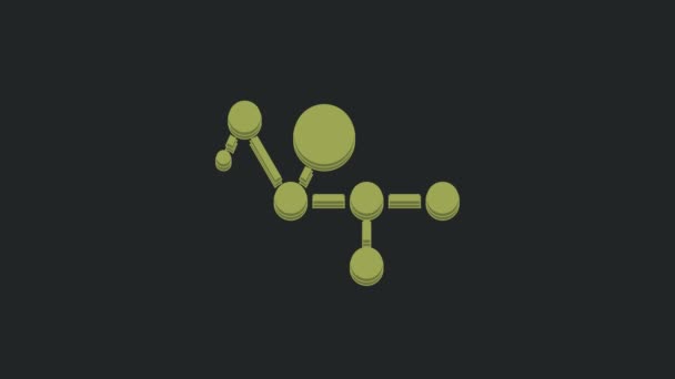 黒の背景に隔離された緑の大麻分子アイコン カンナビジオール分子構造 ThcおよびCbd式 マリファナか大麻か 4Kビデオモーショングラフィックアニメーション — ストック動画