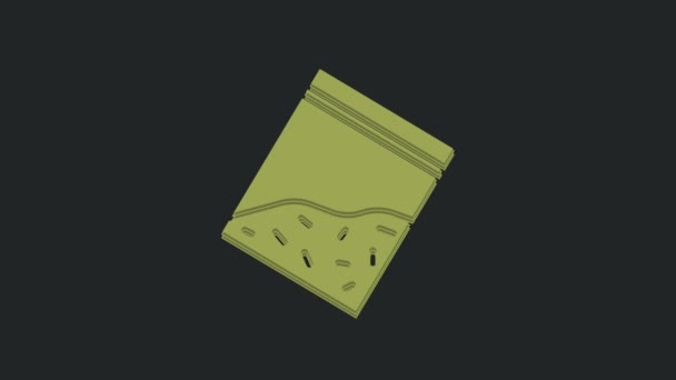 Bolsa Plástico Verde Del Icono Droga Aislado Sobre Fondo Negro — Vídeos de Stock
