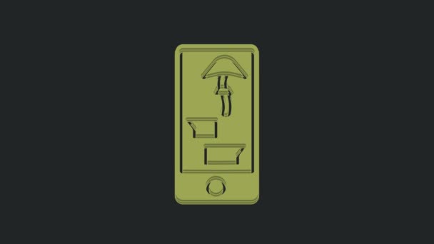 Зеленый Покупка Наркотиков Онлайн Иконке Мобильного Телефона Выделена Черном Фоне — стоковое видео