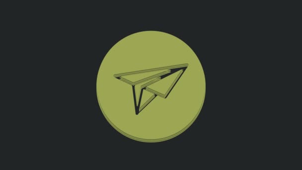 Green Paper Plane Icon Isolated Black Background Paper Airplane Icon — Stock Video