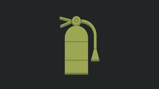 Grön Brandsläckare Ikon Isolerad Svart Bakgrund Video Motion Grafisk Animation — Stockvideo