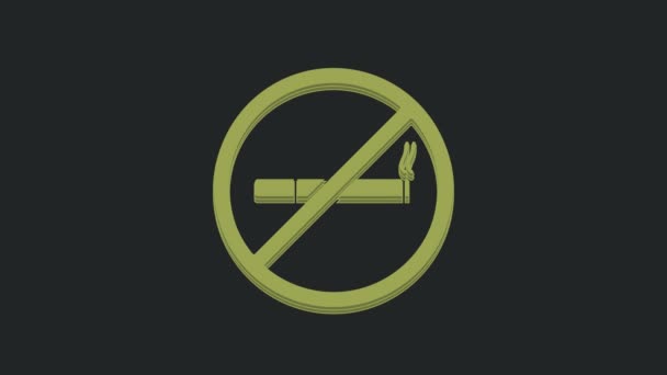 绿色禁烟图标隔离在黑色背景 香烟的符号 4K视频运动图形动画 — 图库视频影像
