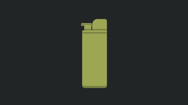 Green Lighter Icon Isolated Black Background Video Motion Graphic Animation — Stock Video