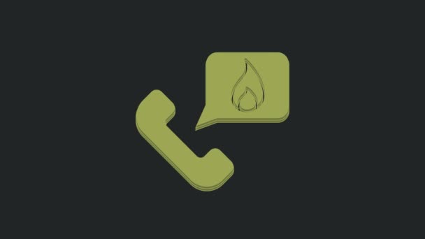 Telefono Verde Con Icona 911 Chiamata Emergenza Isolato Sfondo Nero — Video Stock