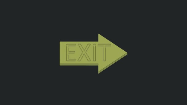 Green Fire Exit Symbol Isoliert Auf Schwarzem Hintergrund Notfall Ikone — Stockvideo
