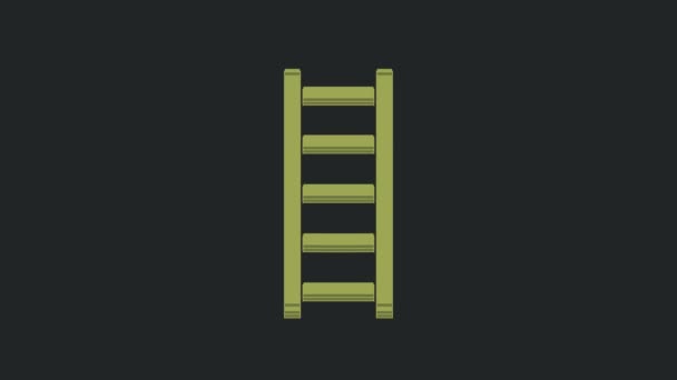 Icono Escape Fuego Verde Aislado Sobre Fondo Negro Escalera Pompier — Vídeo de stock